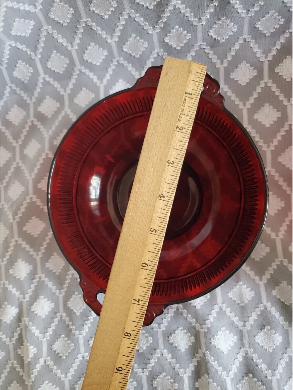 Anchor Hocking Ruby Red Coranation Pattern,8"